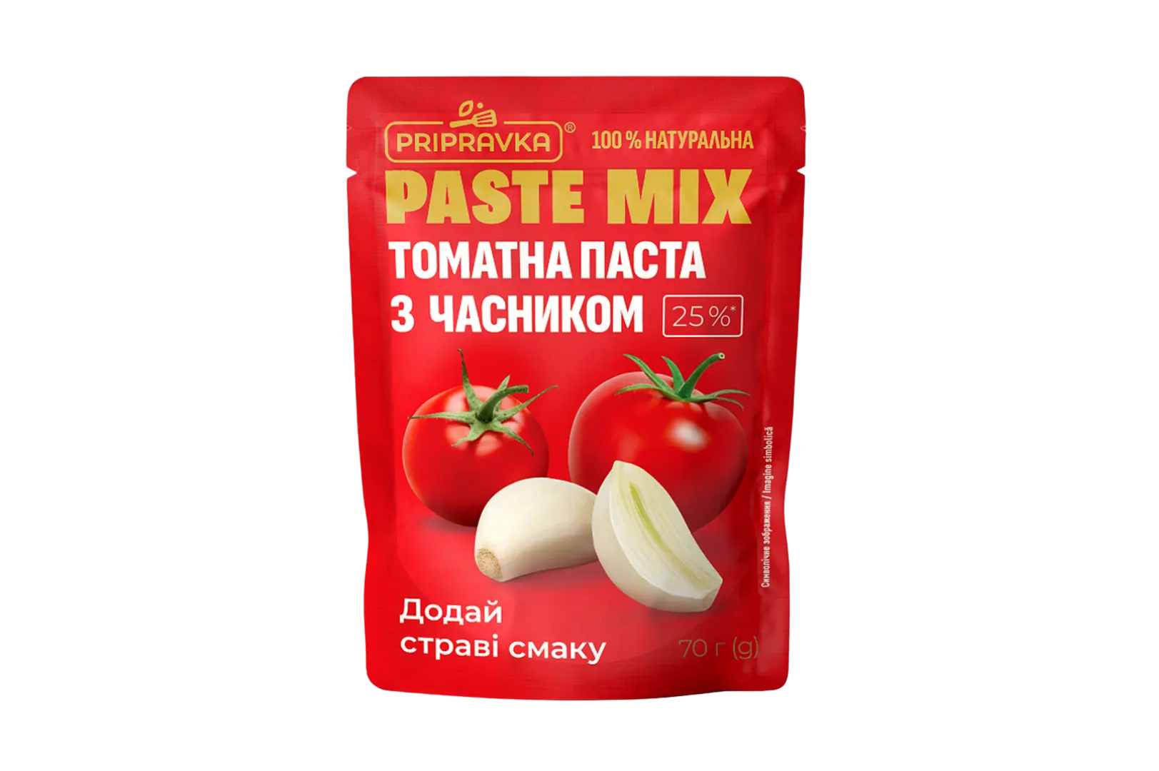Томатна паста 25% з часником ТМ “Приправка”, 70 г
